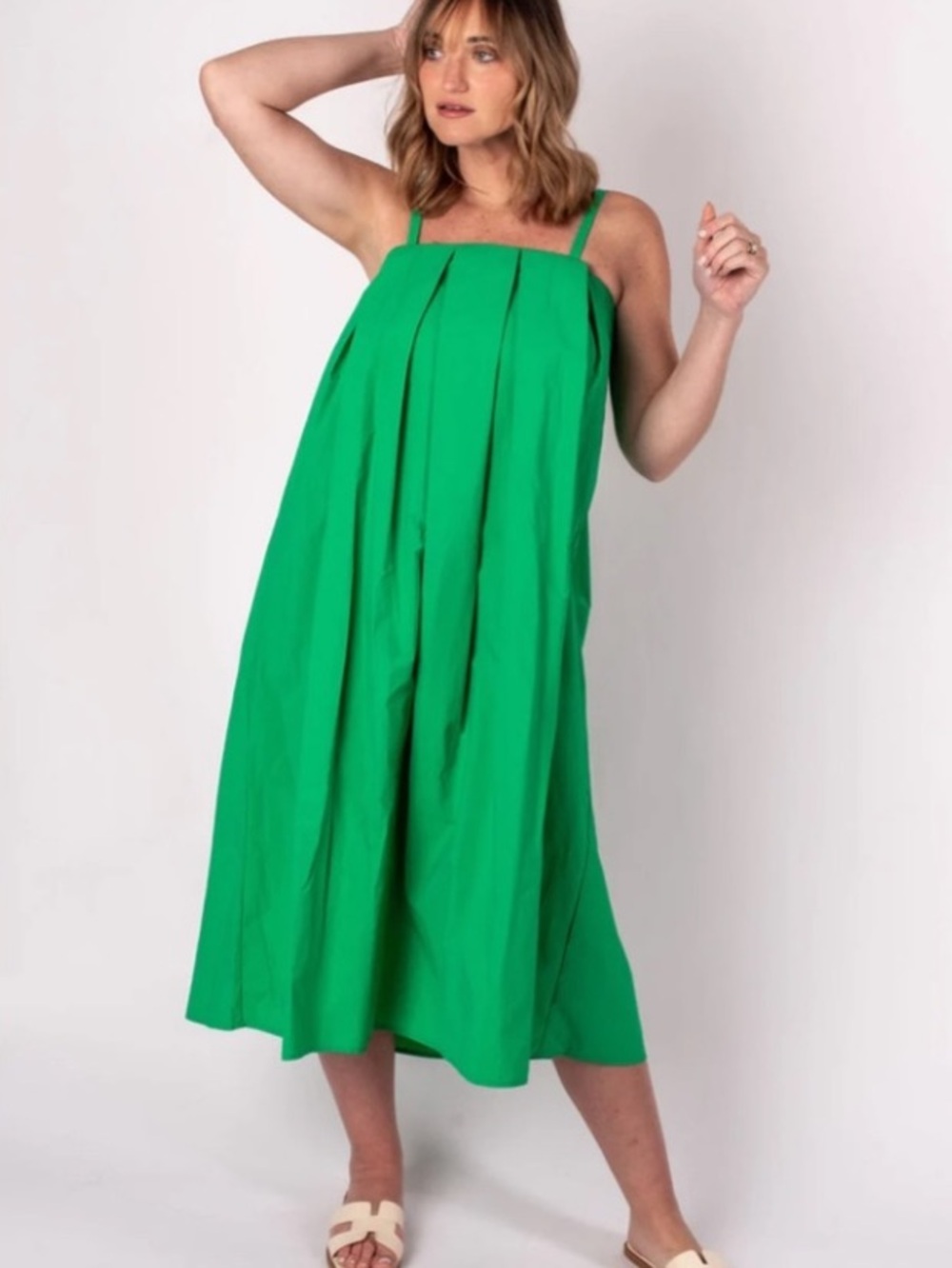 THML Poplin Midi Dress Green XS